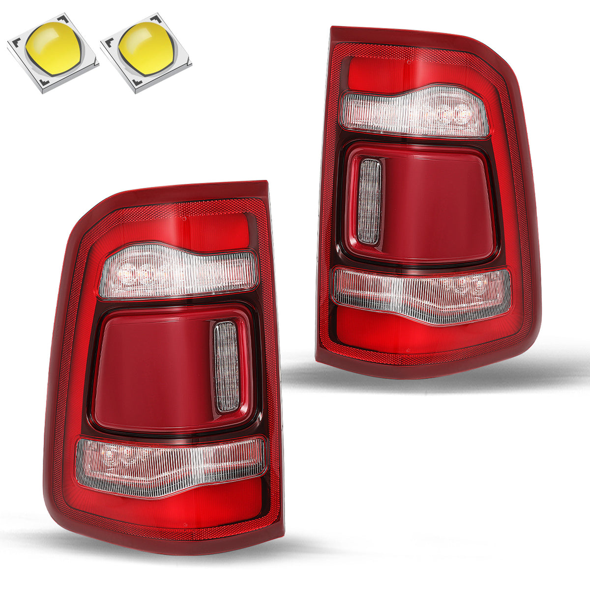 VehicleAid Taillights For 2019-2024 Dodge Ram 1500 Red