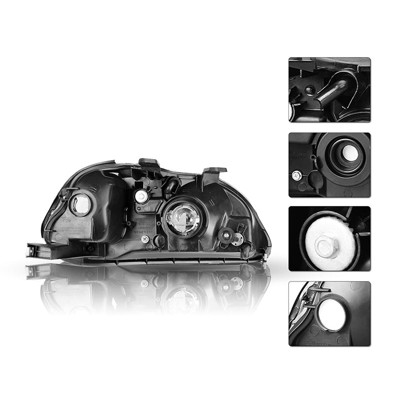 VehicleAid Headlights For 1996-1998 Honda Civic DX EX LX