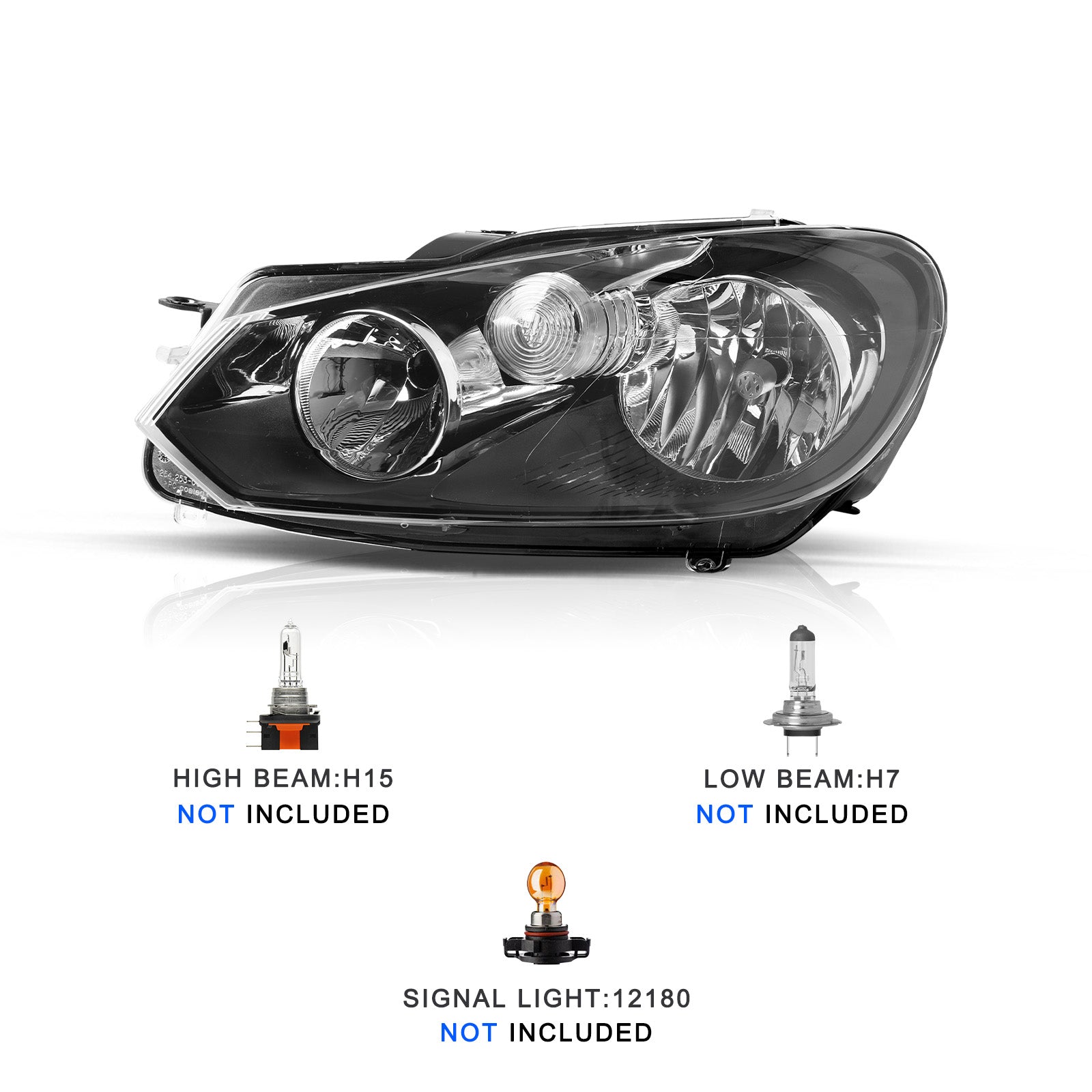 VehicleAid Headlights For 2010-2014 Volkswagen GTI (MK6)