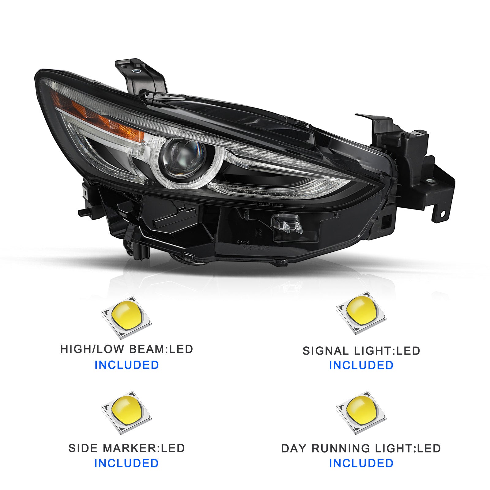 VehicleAid Full LED Headlights For 2019-2021 Mazda 6 With AFS Model