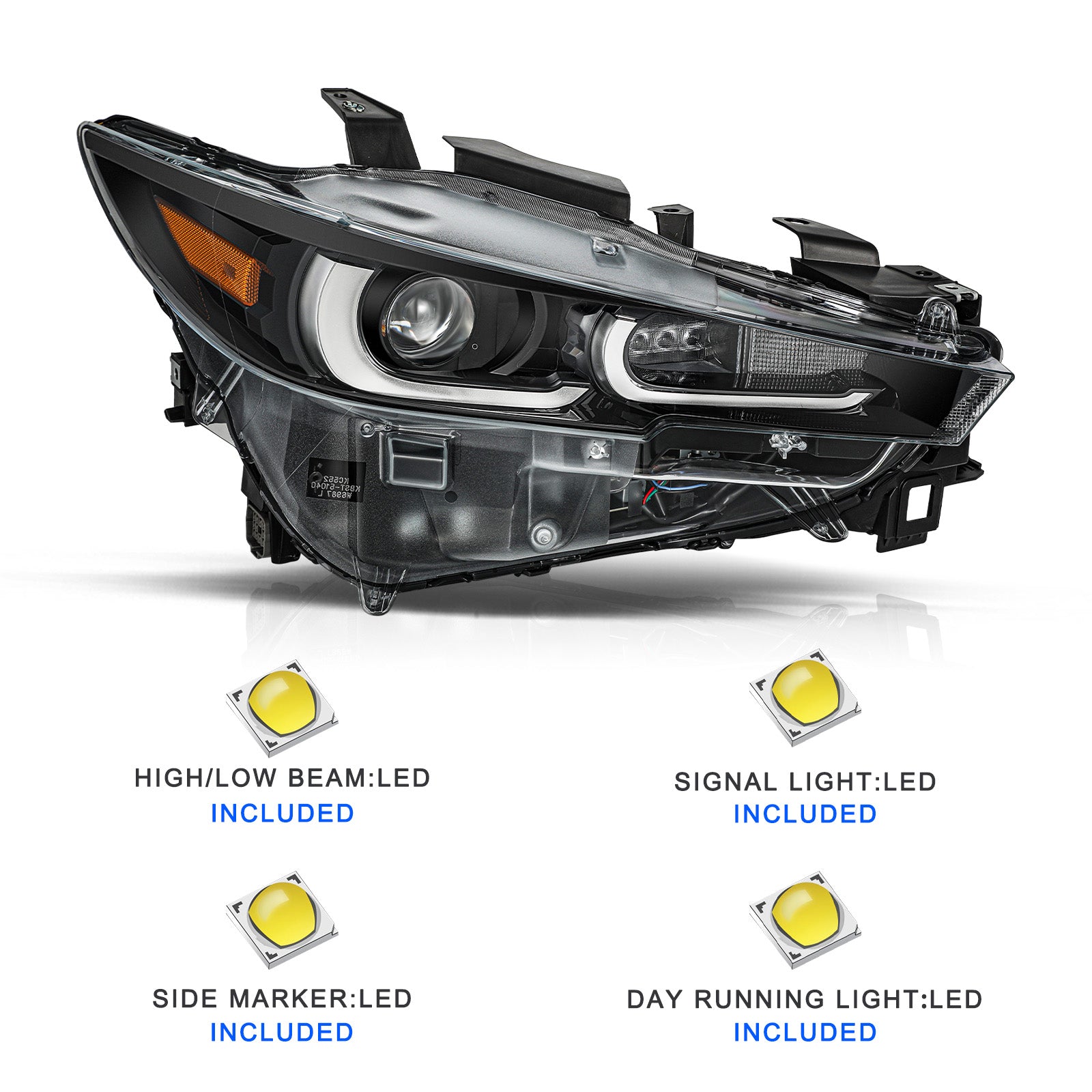 VehicleAid Headlights For 2022-2024 Mazda CX-5 With LED DRL w/o AFS