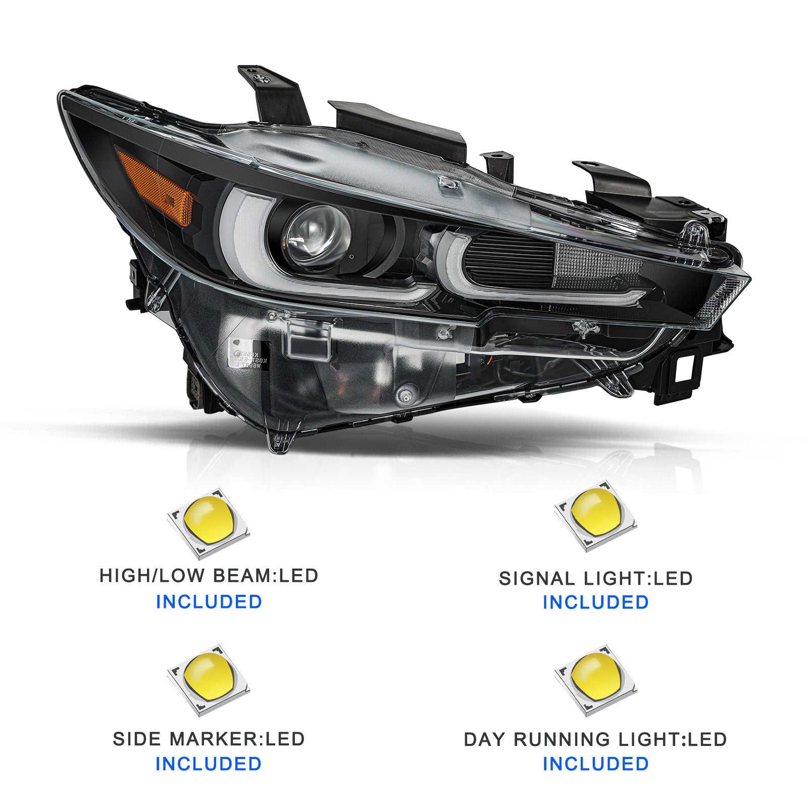 VehicleAid Headlights For 2022-2024 Mazda CX-5 With LED DRL AFS