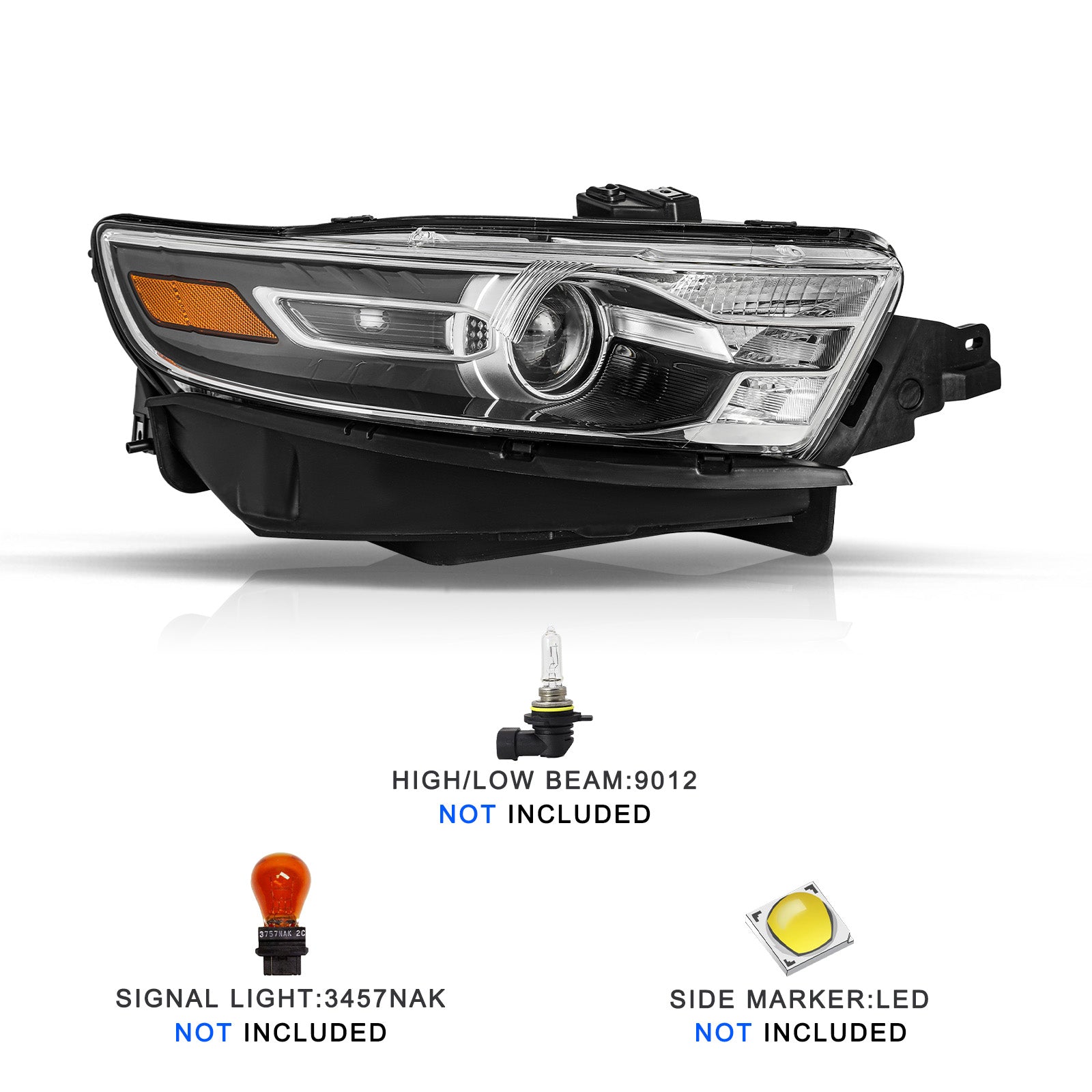 VehicleAid Headlights For 2013-2019 Ford Taurus