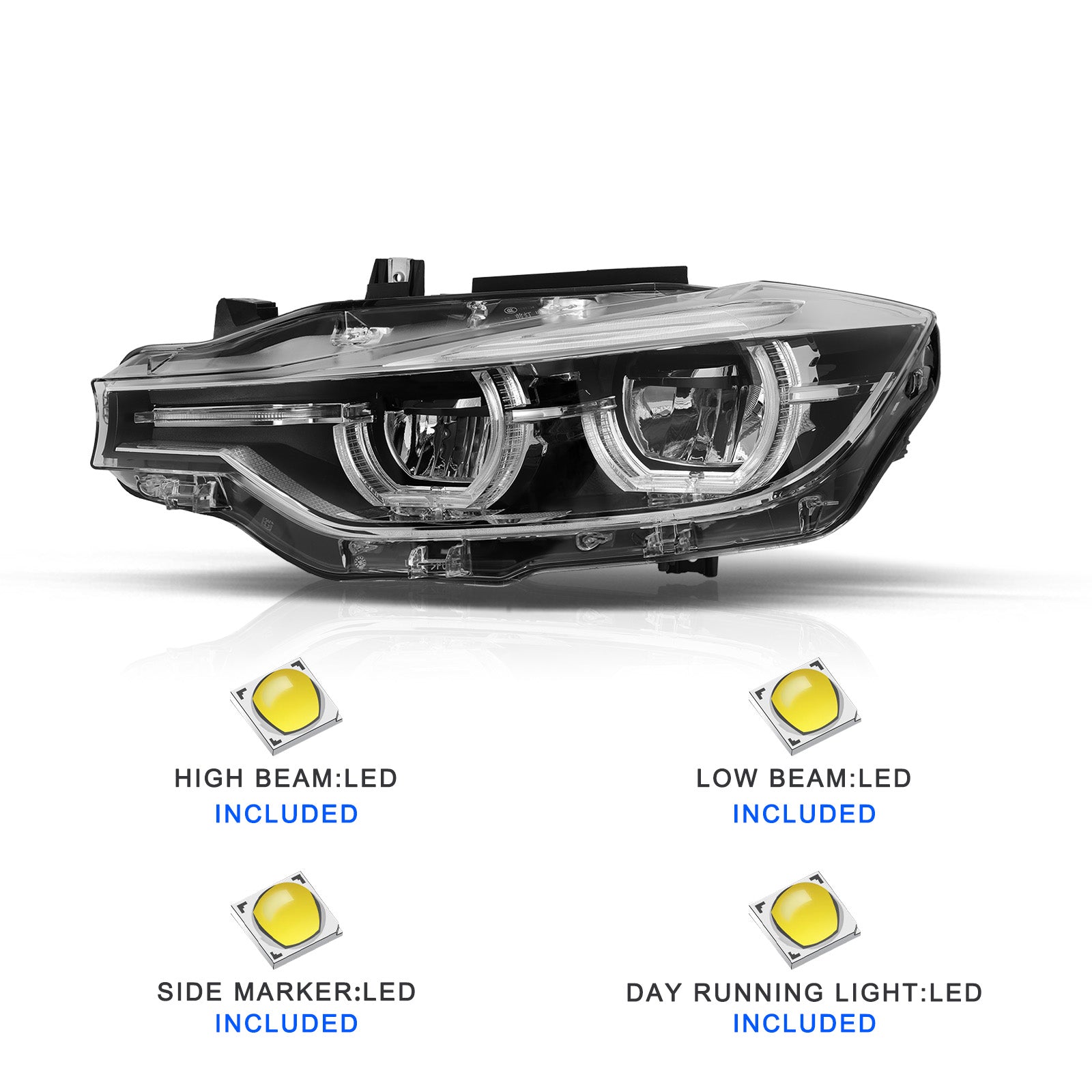 VehicleAid Full LED Headlights For 2016-2018 BMW F30|F31 3-SERIES