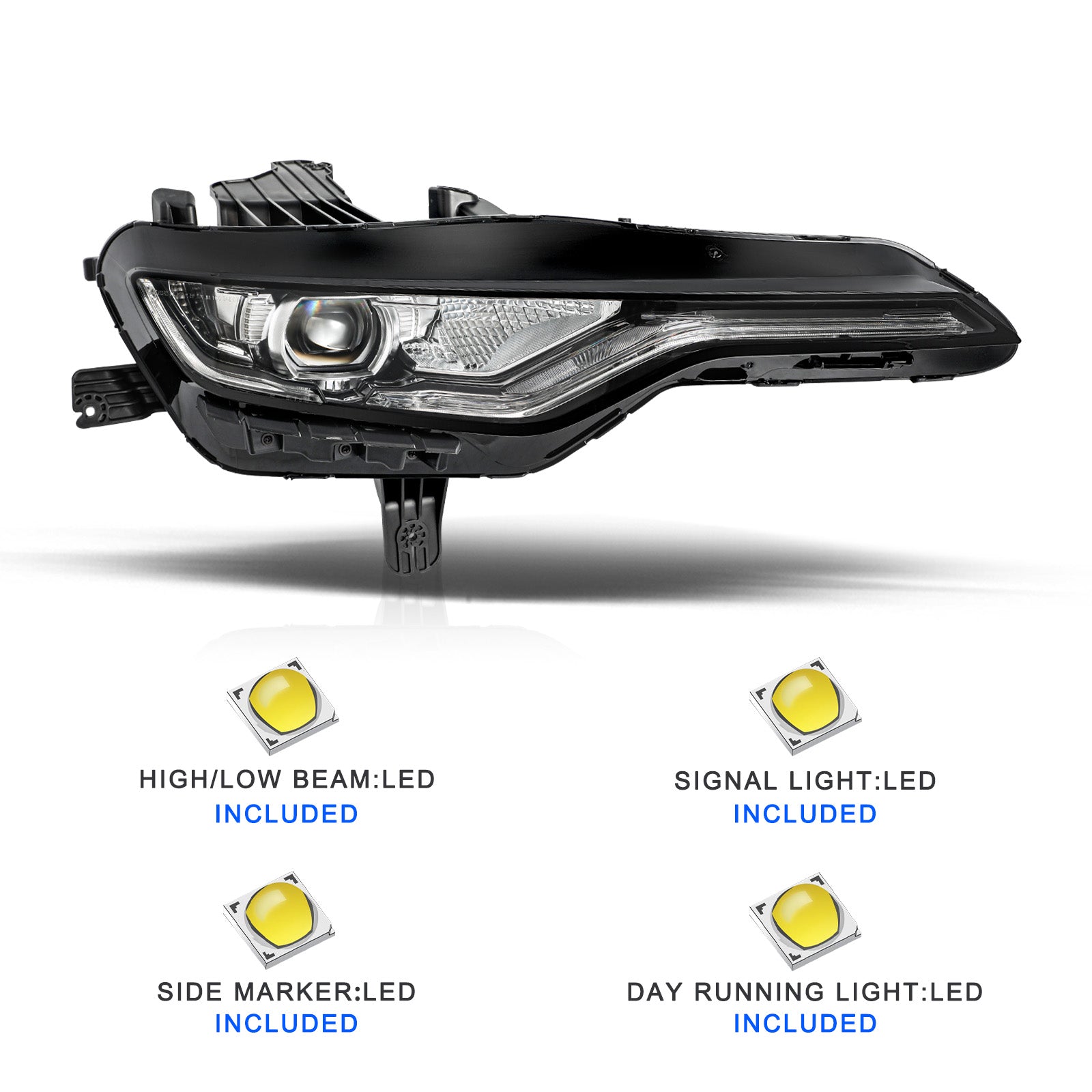 VehicleAid Full LED Headlights For 2019-2024 Chevy Camaro