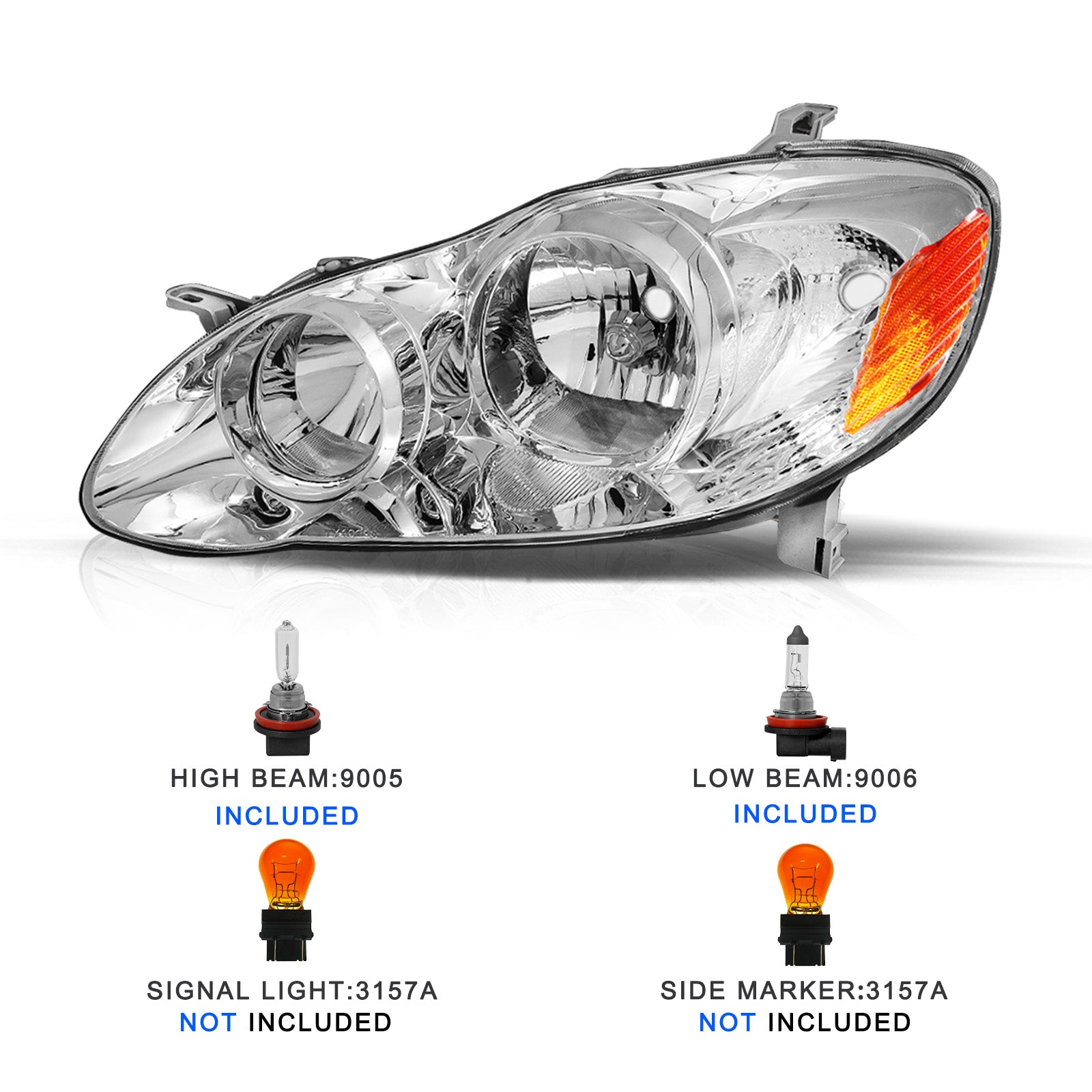 VehicleAid Headlights For 2003-2008 Toyota Corolla