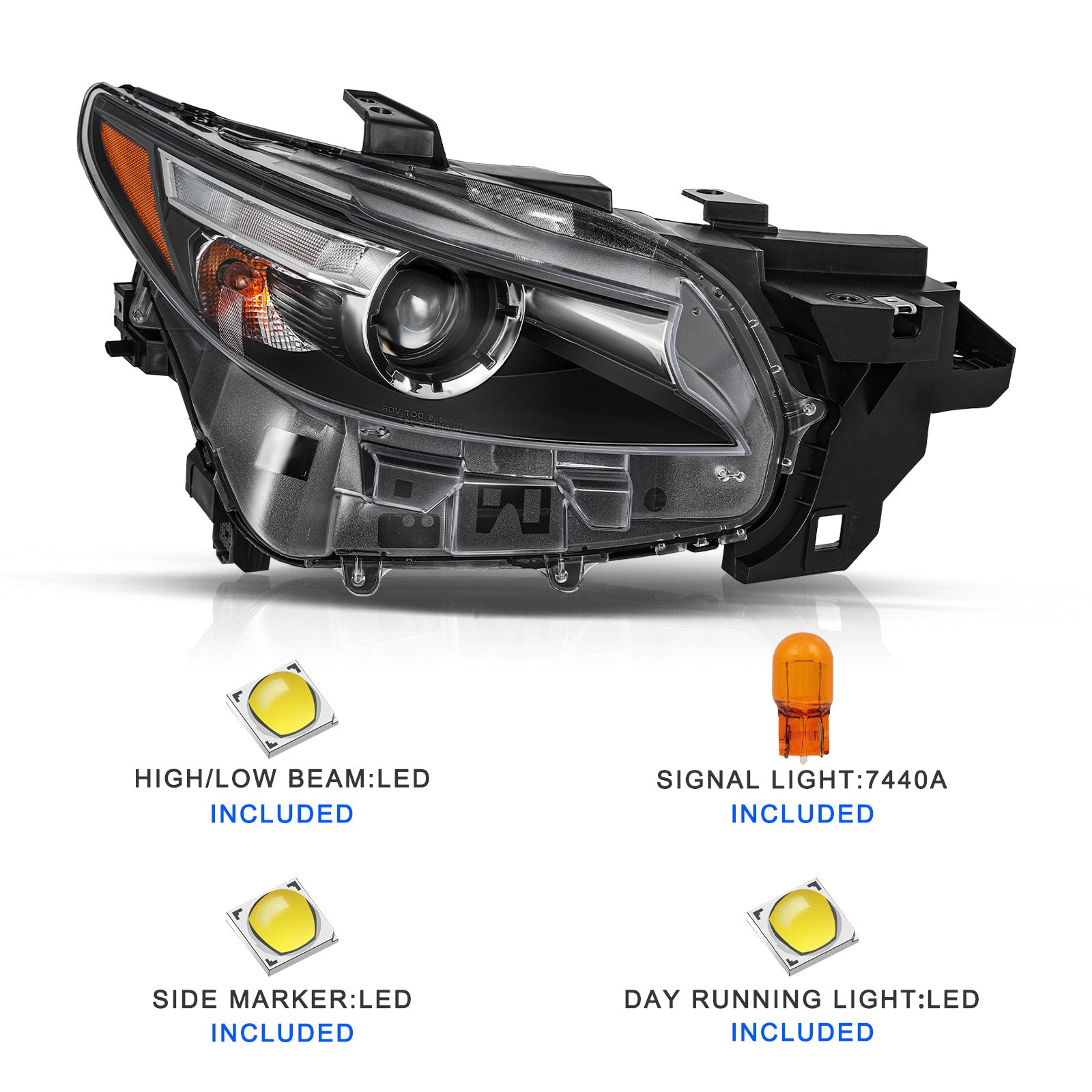 VehicleAid LED Headlights For 2016-2020 Mazda CX-9