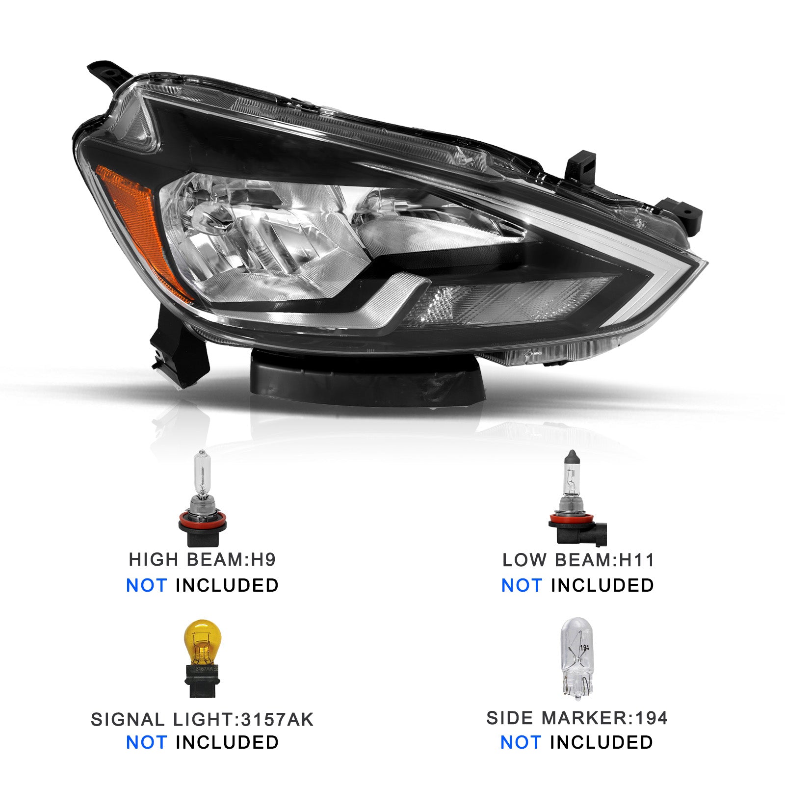 VehicleAid Headlights For 2016-2019 Nissan Sentra