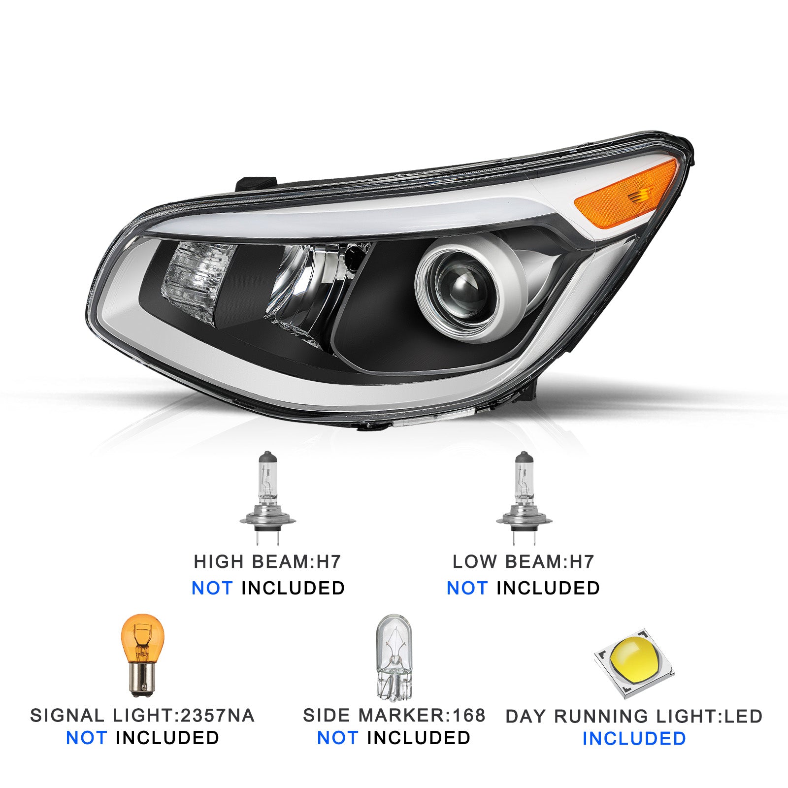 VehicleAid Headlights For 2014-2016 Kia Soul Hatchback