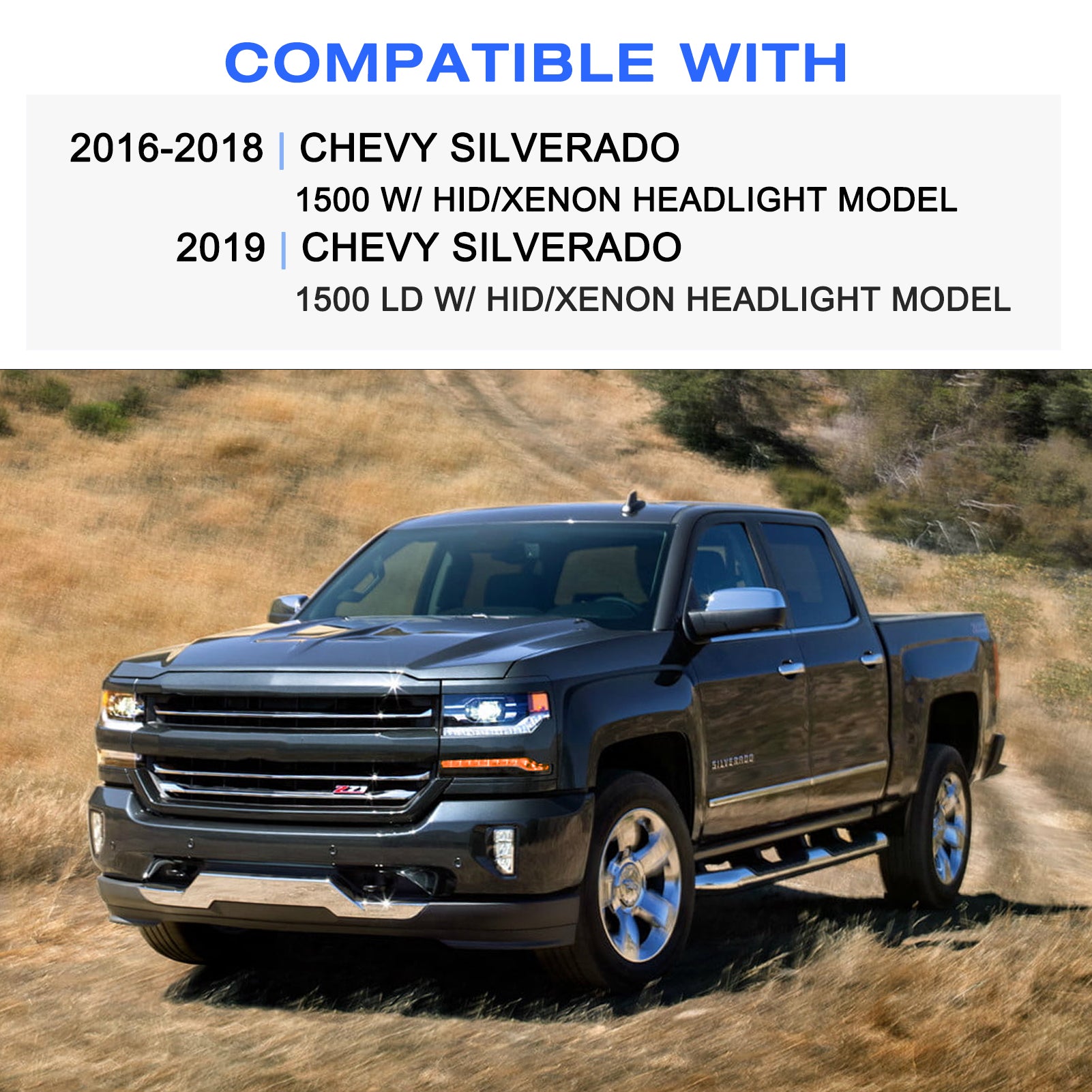 VehicleAid Projector Headlights For 2016-2018 Chevy Silverado 1500