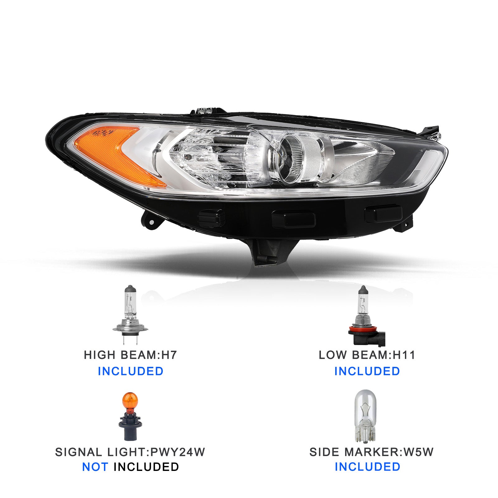 VehicleAid Headlights For 2013-2016 Ford Fusion