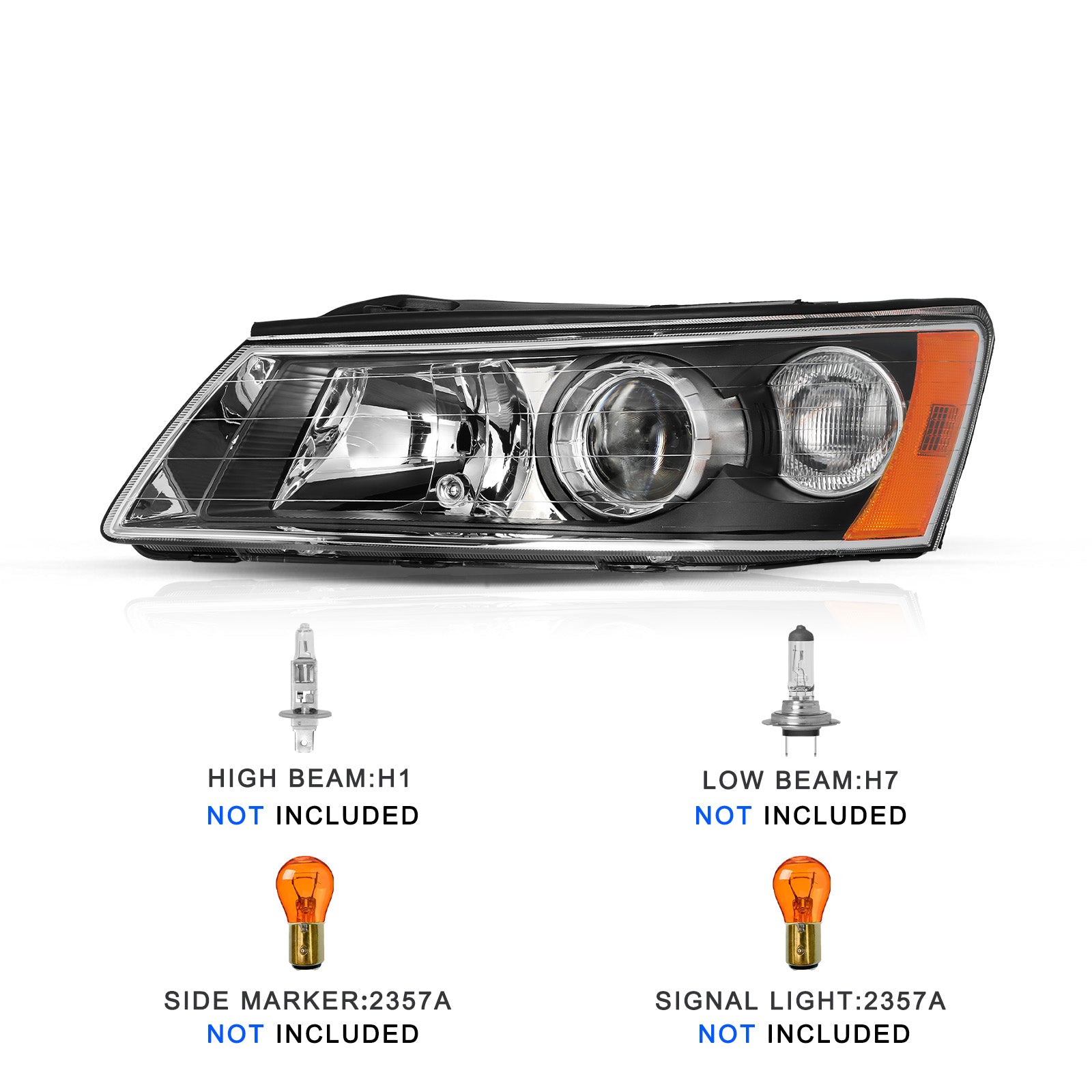 VehicleAid Headlights For 2006-2008 Hyundai Sonata