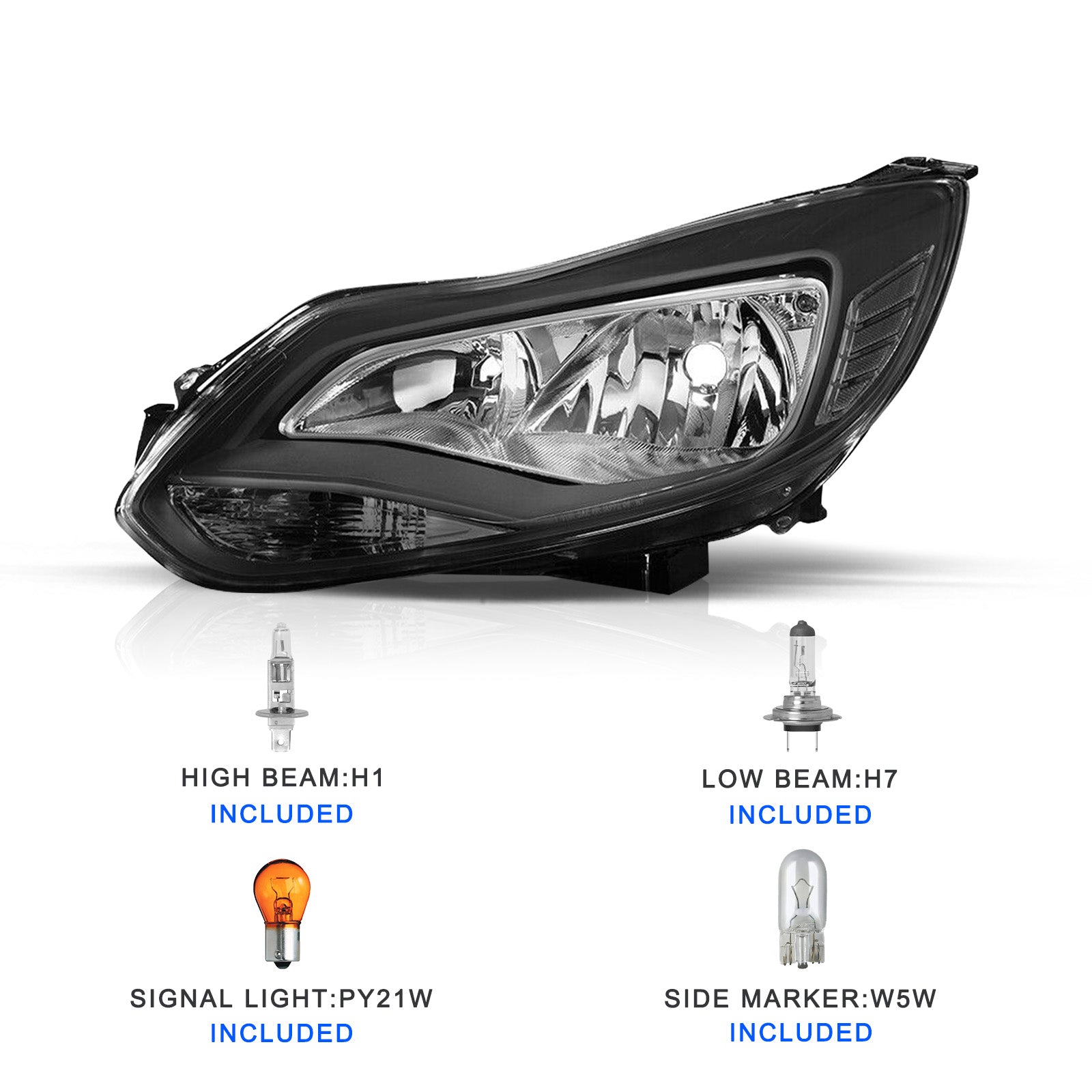 VehicleAid Headlights For 2012-2014 Ford Focus