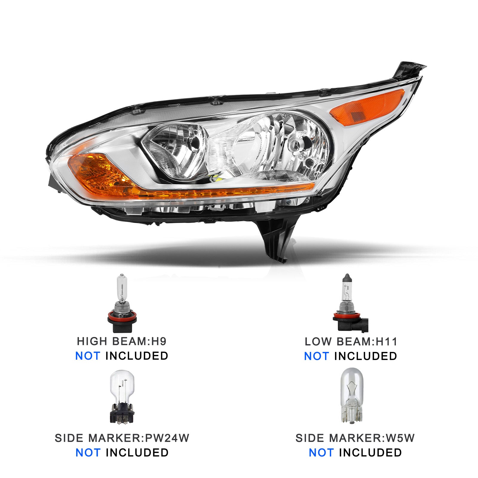 VehicleAid Headlights For 2014-2018 Ford Transit Connect