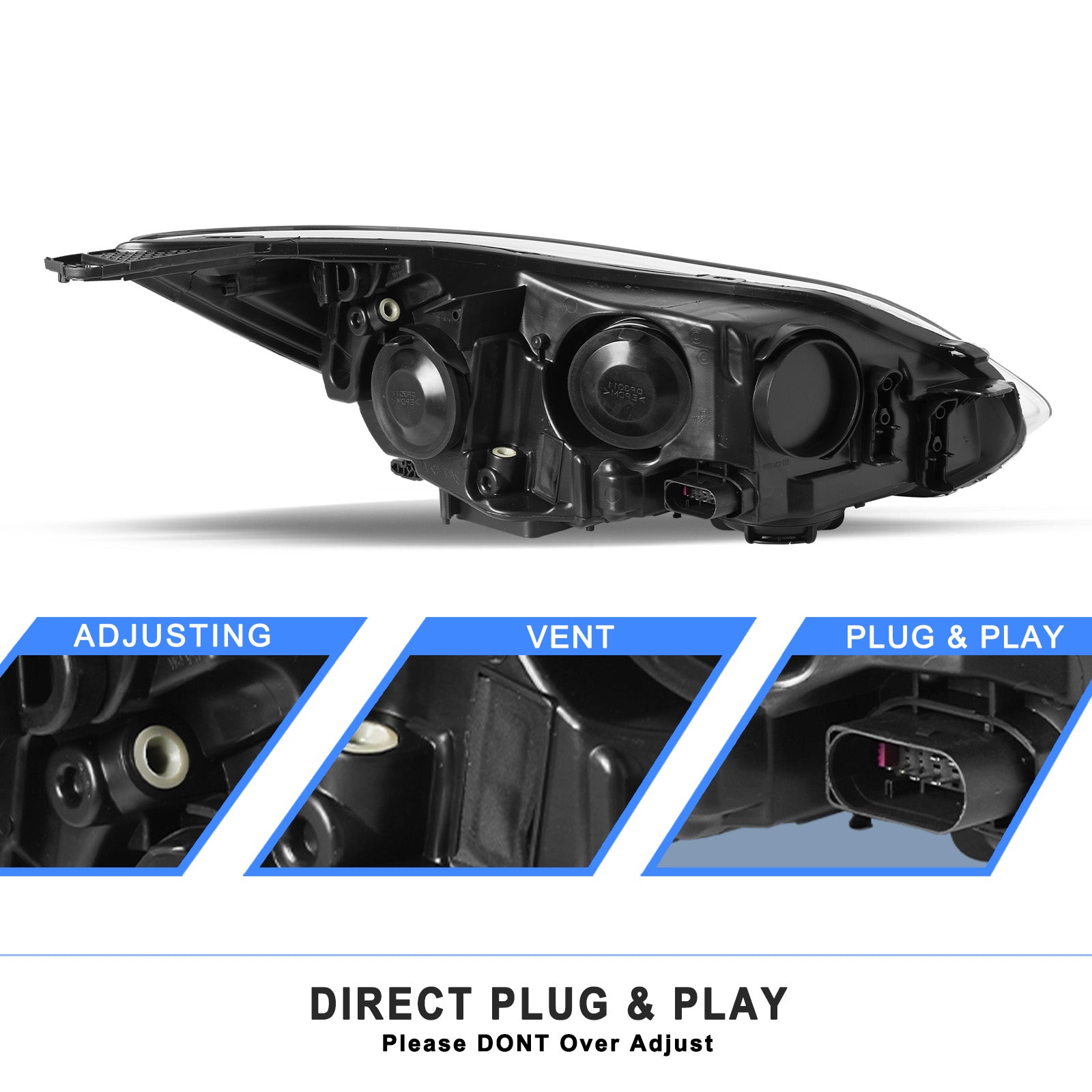 VehicleAid Headlights For 2012-2014 Ford Focus