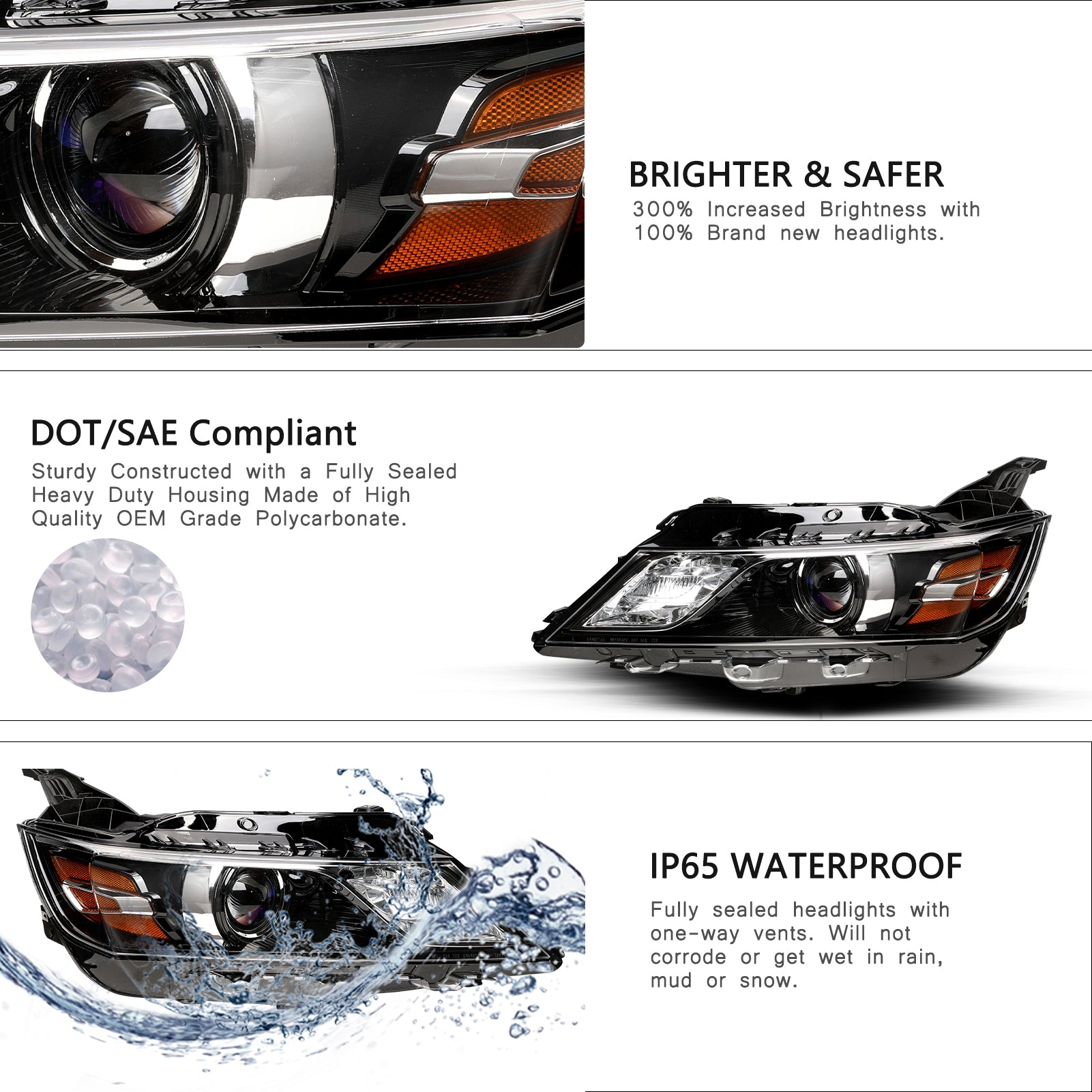 VehicleAid Headlights For 2014-2020 Chevy Impala