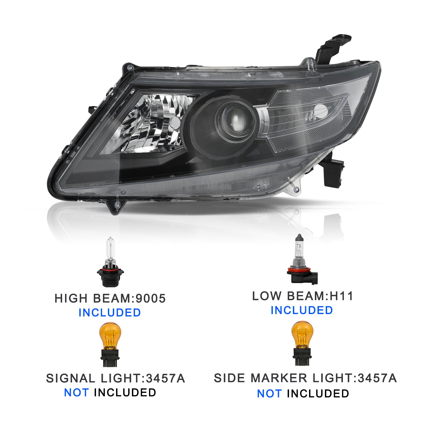 VehicleAid Headlights For 2011-2017 Honda Odyssey