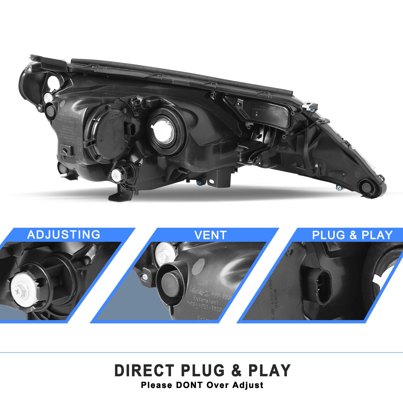 VehicleAid Headlights For 2013-2015 Toyota Rav4