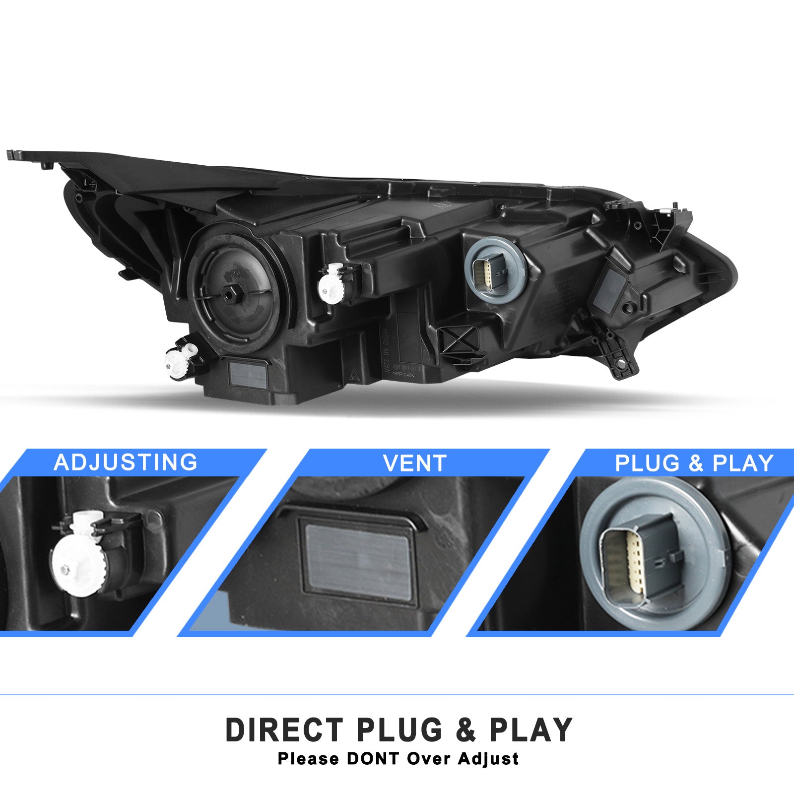 VehicleAid Headlights For 2018-2021 Chevy Equinox HID/Xenon