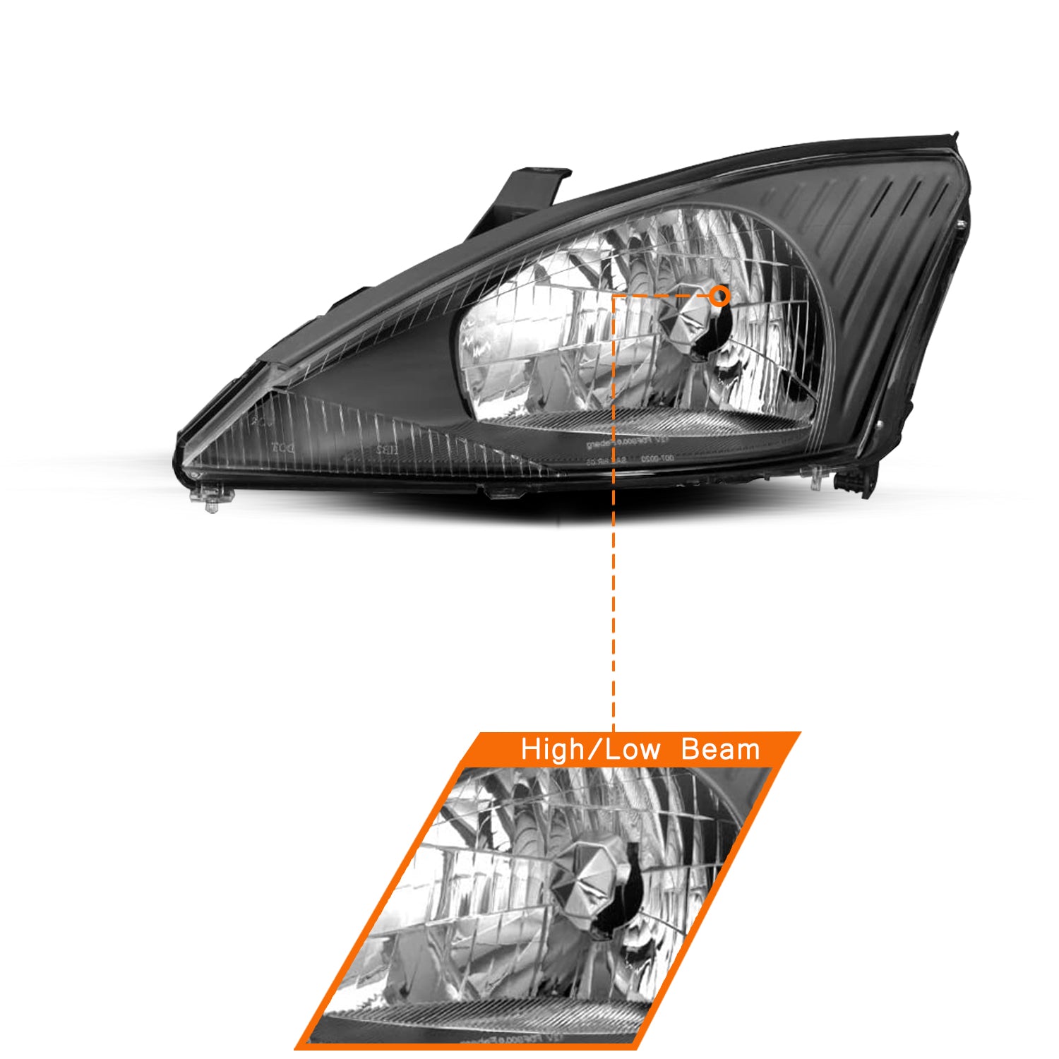 VehicleAid Headlights For 2003-2004 Ford Focus