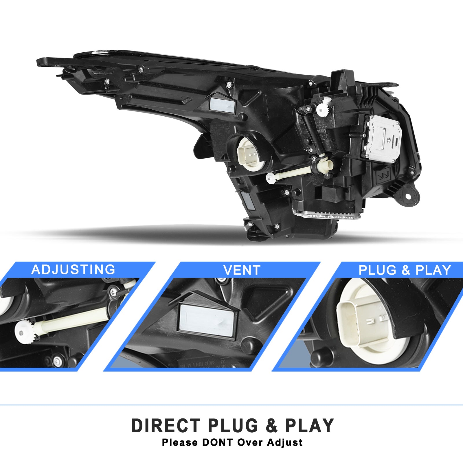 VehicleAid Full LED Headlights For 2018-2019 Cadillac XTS