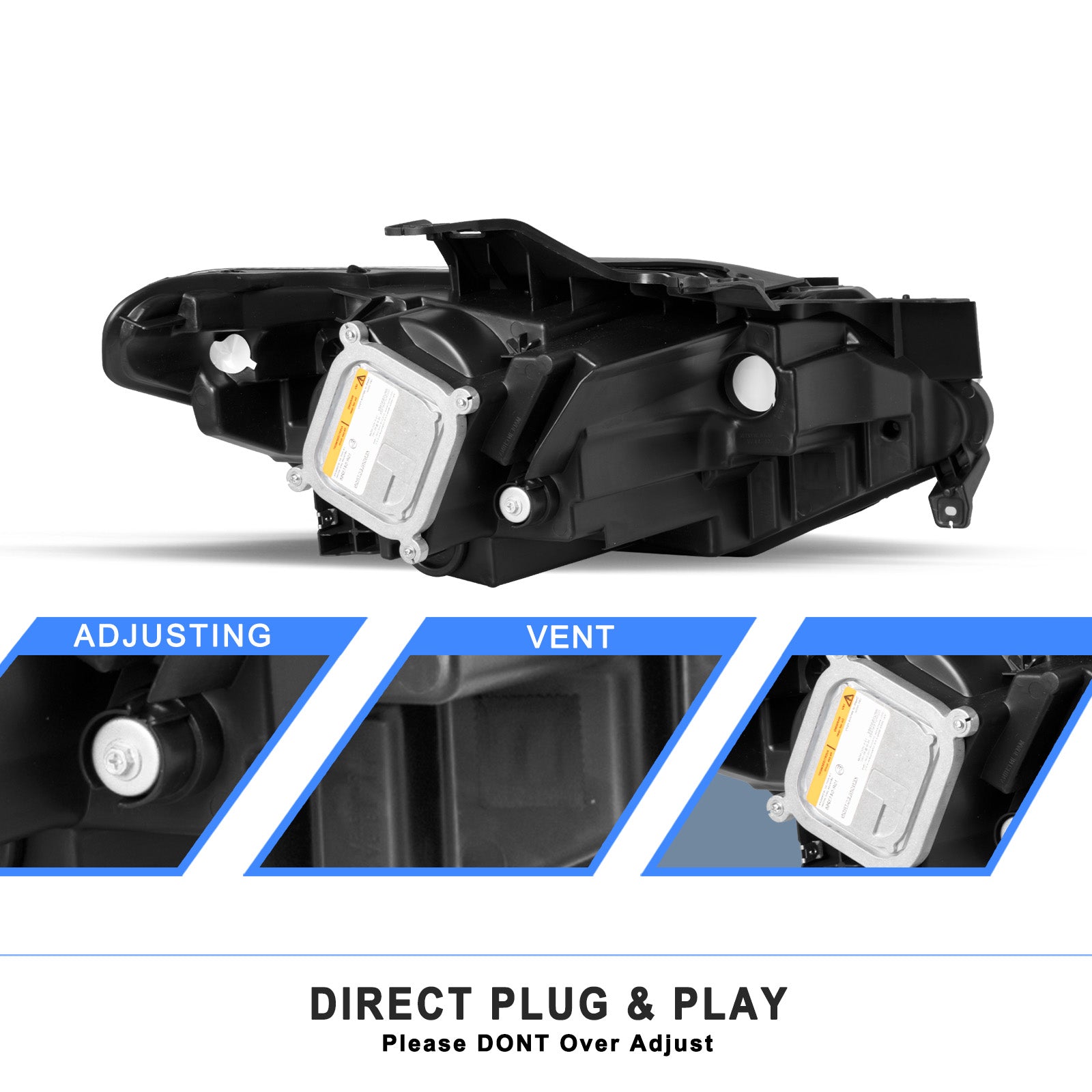 VehicleAid Headlights For 2018-2021 Chevy Traverse HID/Xenon Model