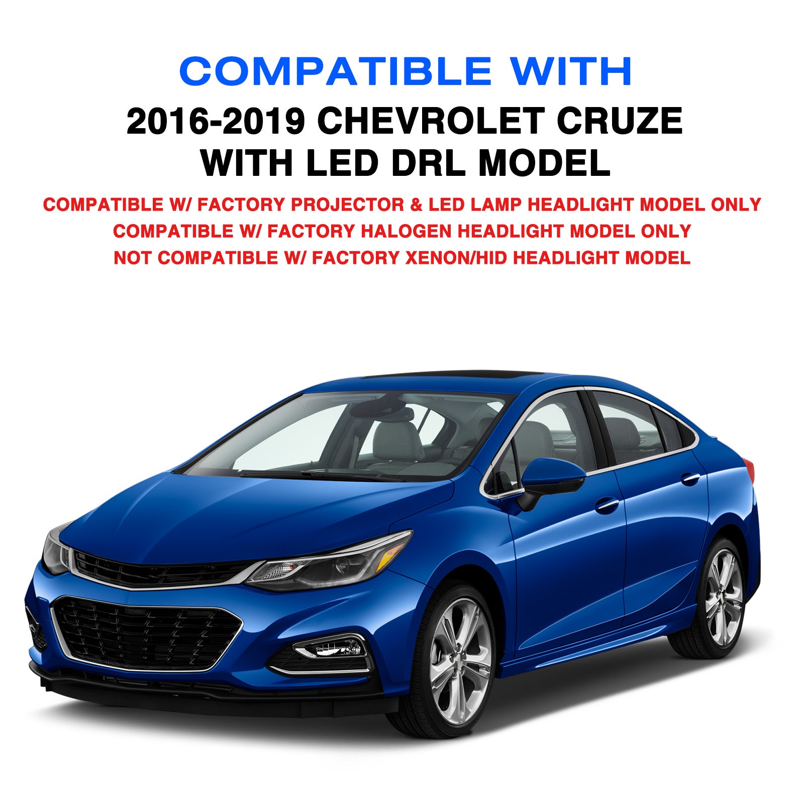 VehicleAid Headlights For 2016-2019 Chevy Cruze With LED DRL