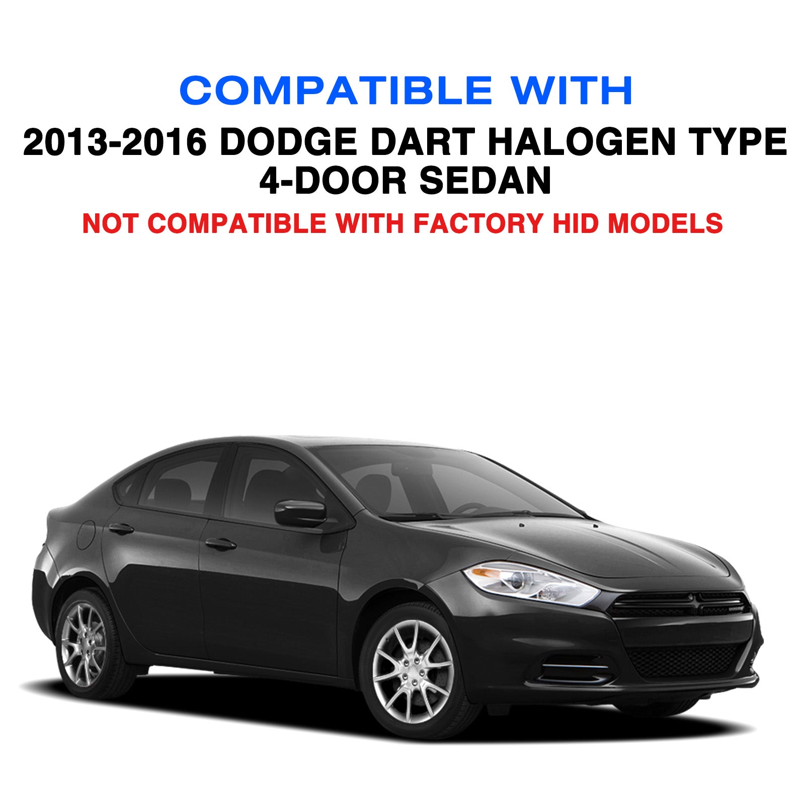 VehicleAid Headlights For 2013-2016 Dodge Dart Halogen Type Chrome