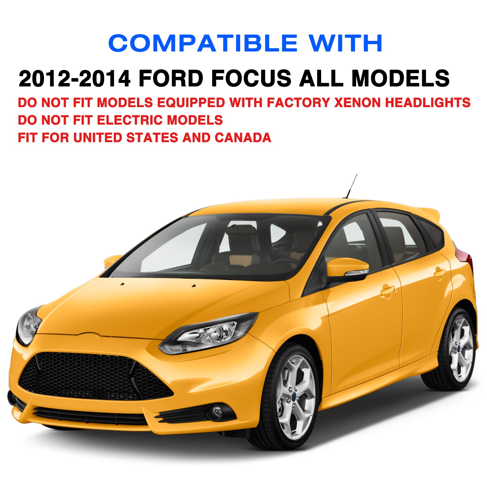 VehicleAid Headlights For 2012-2014 Ford Focus