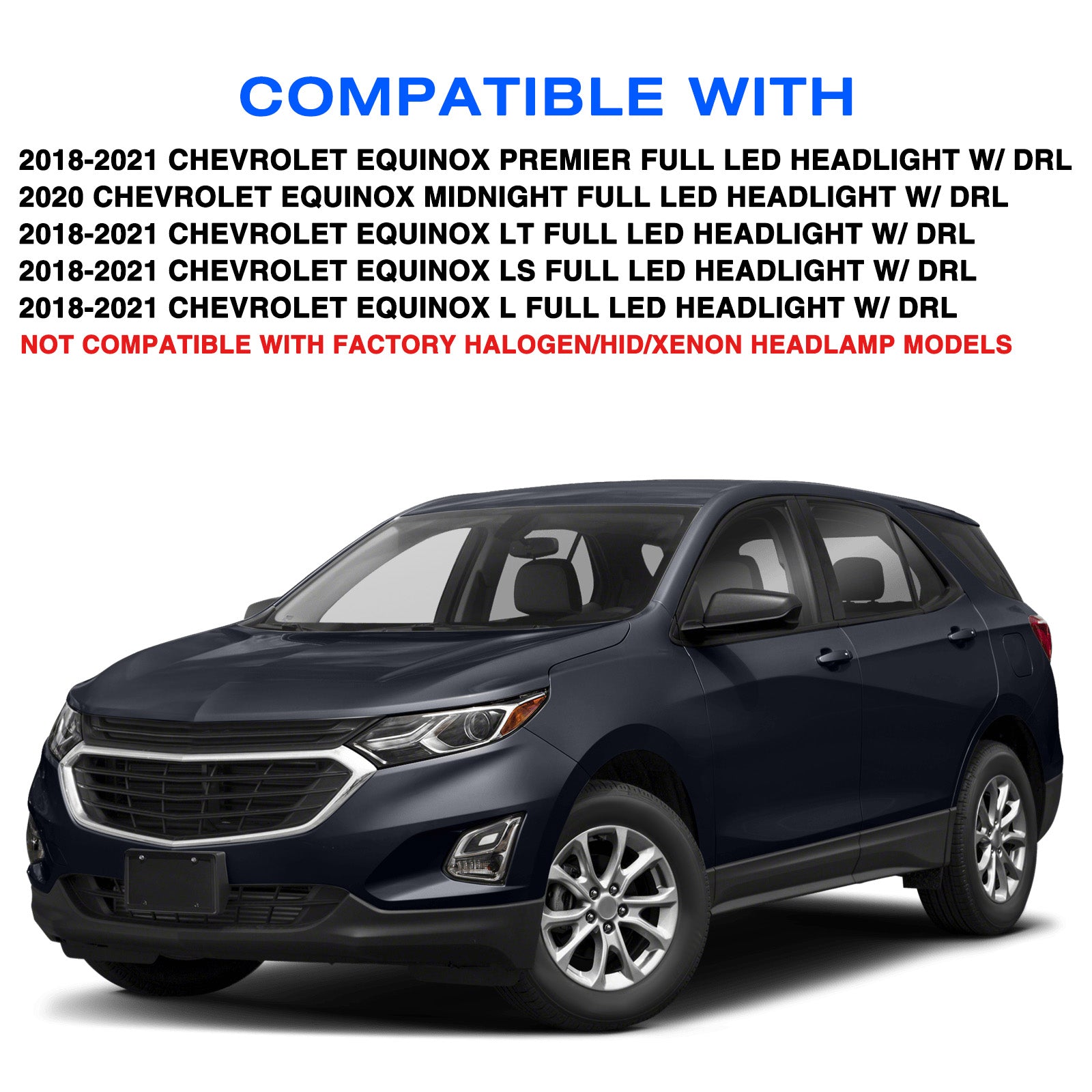 VehicleAid Full LED Headlights For 2018-2021 Chevy Equinox