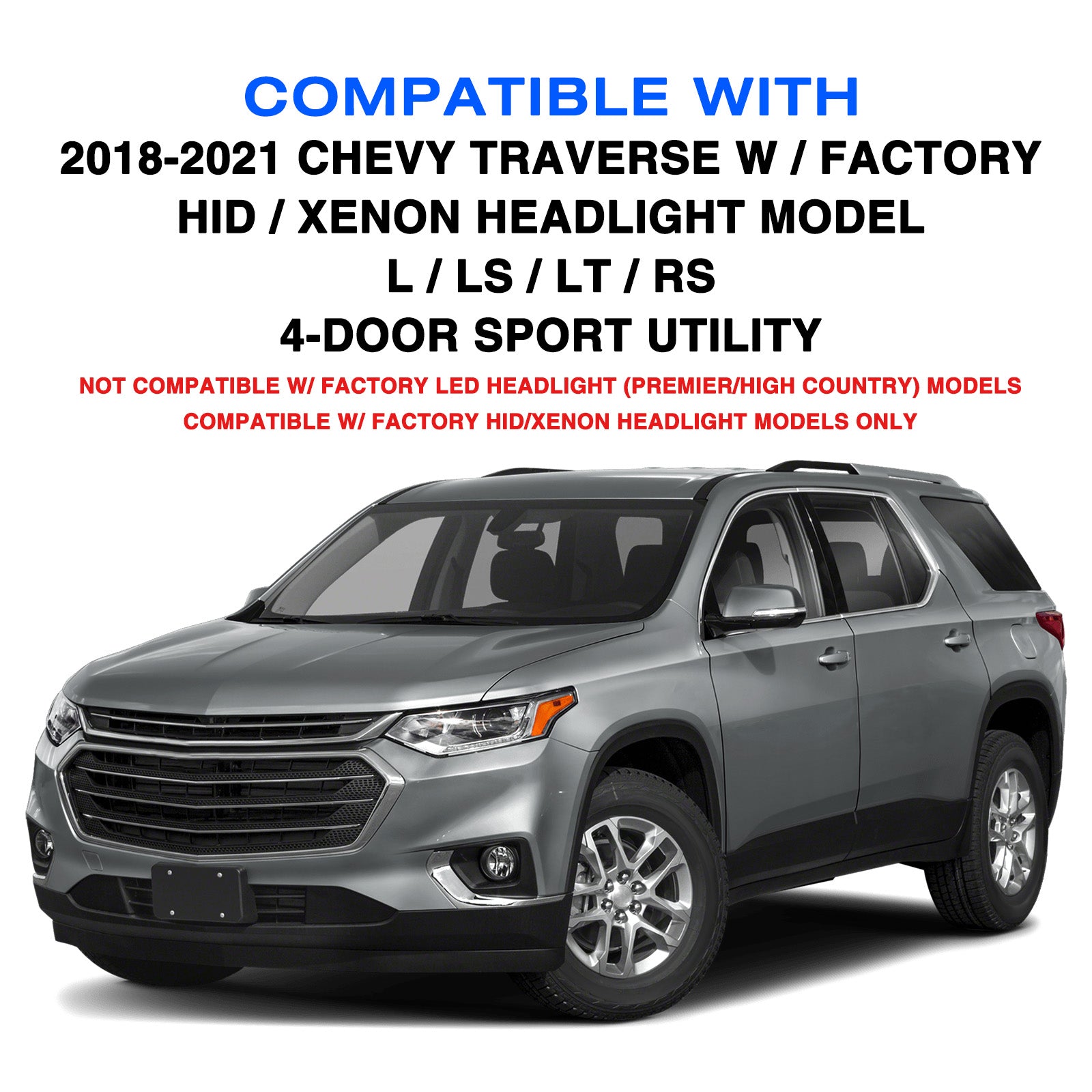 VehicleAid Headlights For 2018-2021 Chevy Traverse HID/Xenon Type