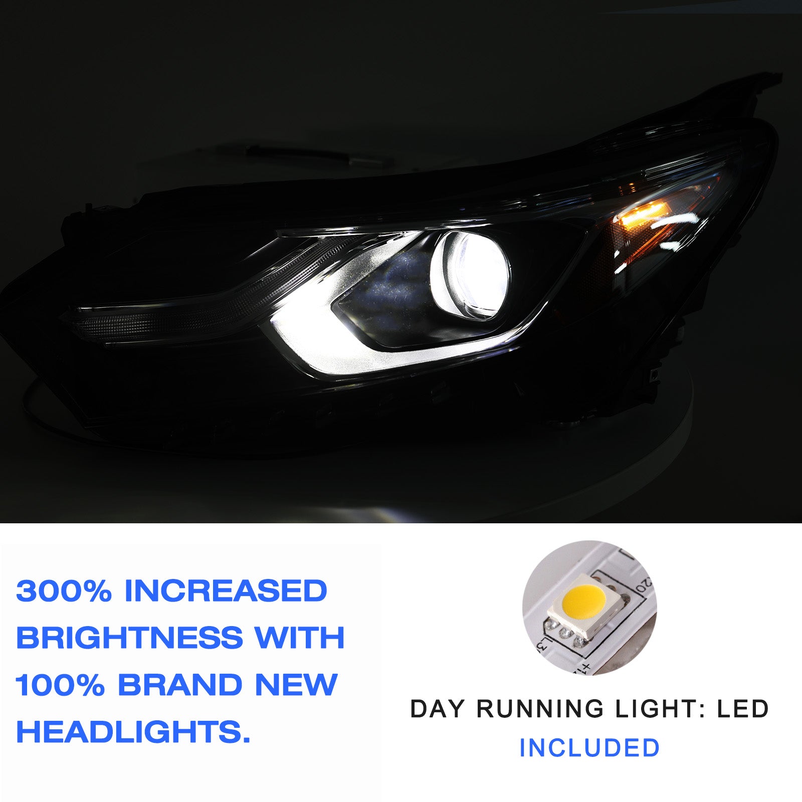 VehicleAid Full LED Headlights For 2018-2021 Chevy Equinox