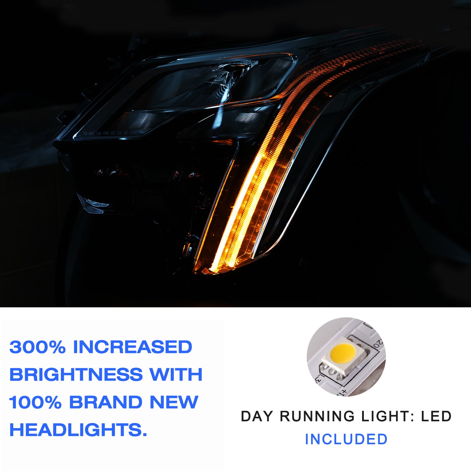 VehicleAid Full LED Headlights For 2018-2019 Cadillac XTS