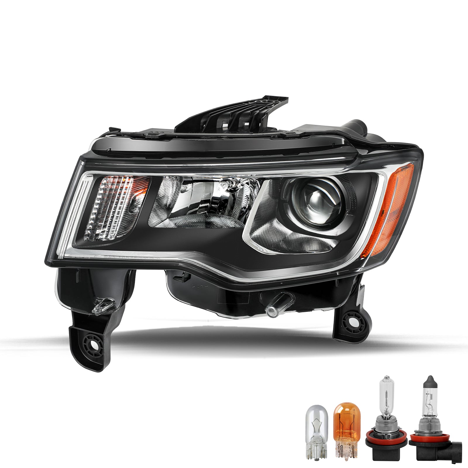 VehicleAid Headlights For 2017-2021 Jeep Grand Cherokee Chrome