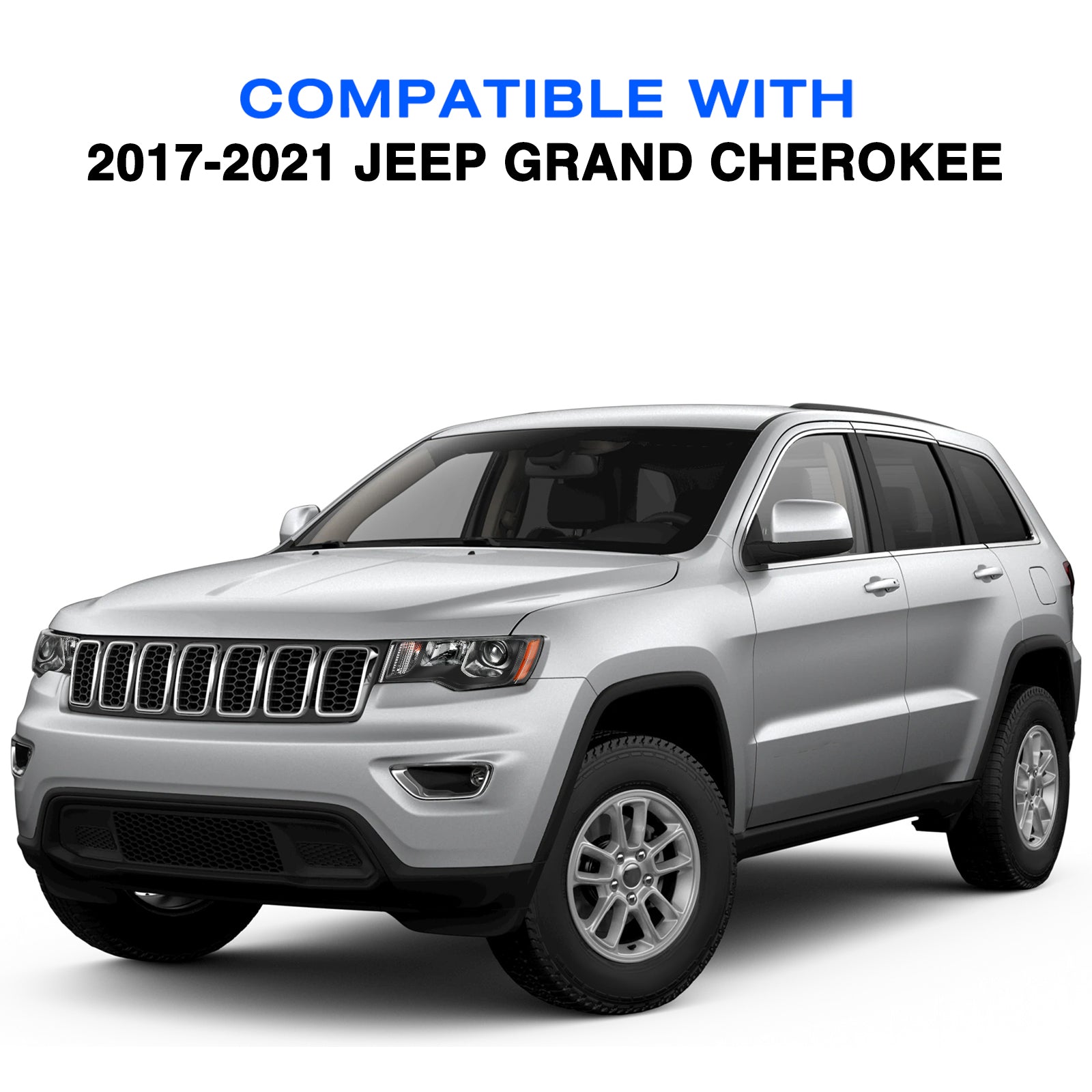 VehicleAid Headlights For 2017-2021 Jeep Grand Cherokee Black