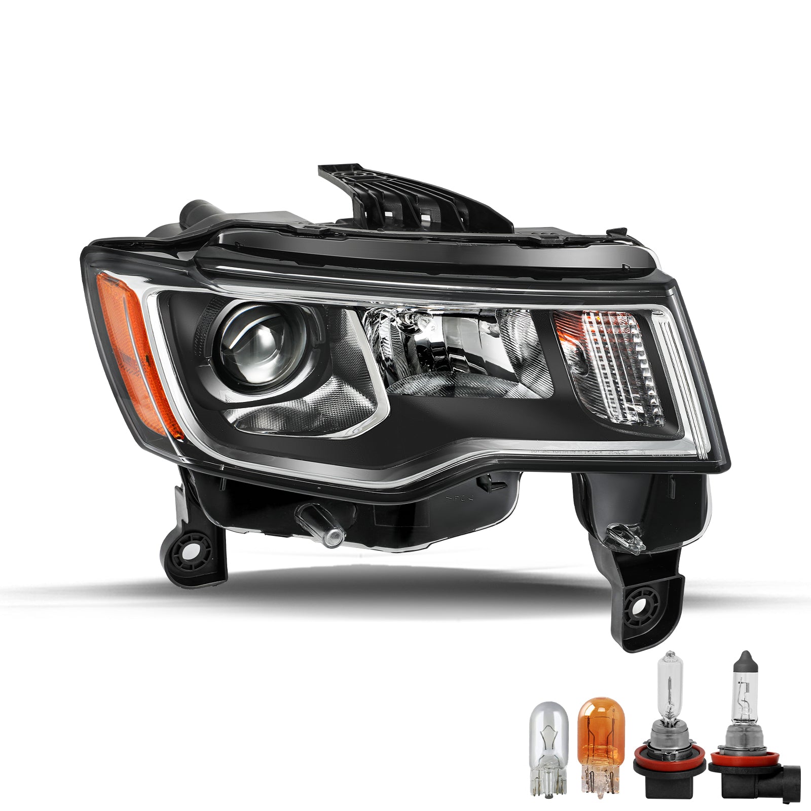 VehicleAid Headlights For 2017-2021 Jeep Grand Cherokee Chrome