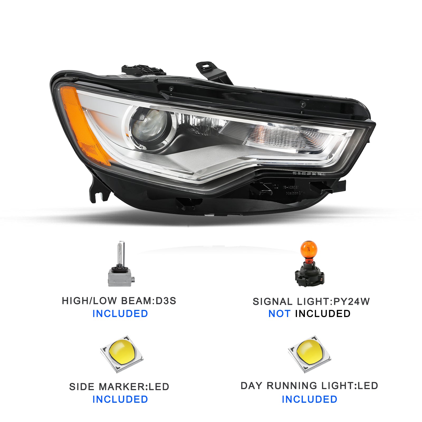 VehicleAid Headlights For 2012-2015 Audi A6/A6 Quattro/S6