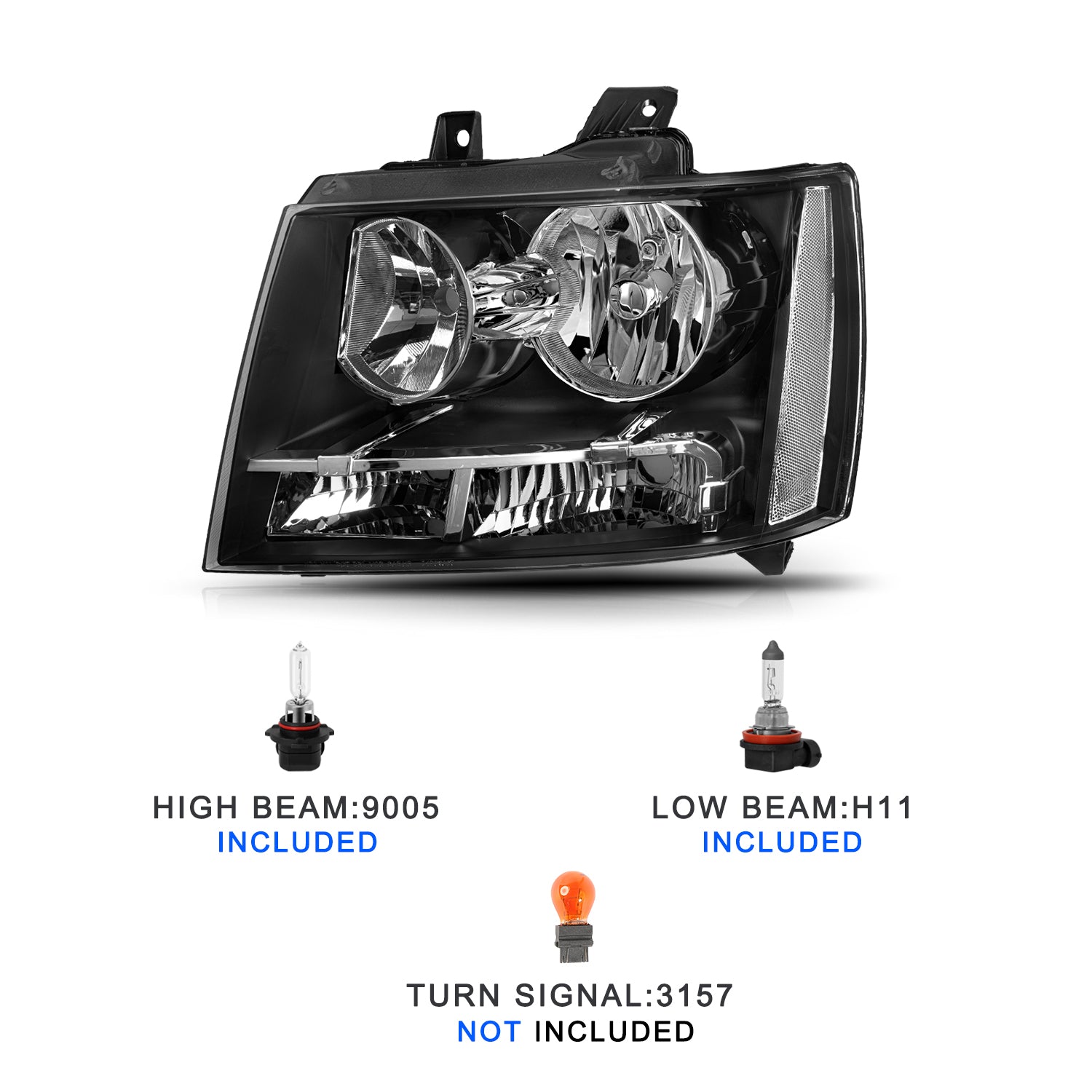 VehicleAid Headlights For 2007-2014 Chevy Tahoe