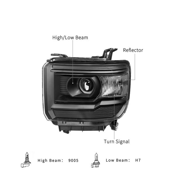 2014 2018 GMC Sierra Headlight 2